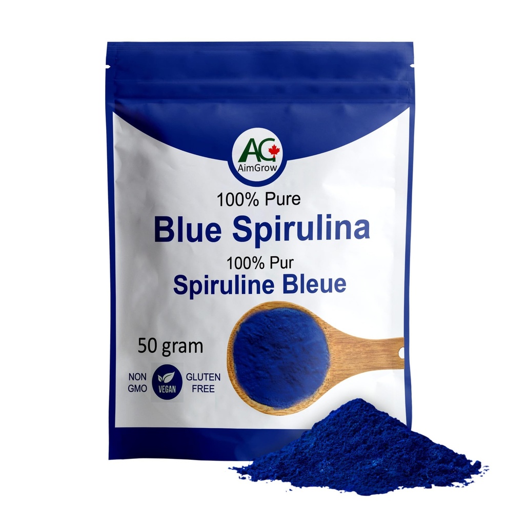 Blue Spirulina, Antioxidant Rich Blue Spirulina Powder, Non-GMO and Gluten-Free, 50 Grams