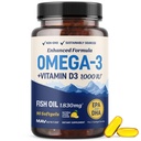 Omega 3 Fish Oil with Vitamin D3 | 1280MG Omega3 + 1000IU VIT D3 for Heart, Immune & Bone Health Support | EPA DHA Omega 3 Supplement | Sustainably Sourced, Non-GMO Fish Oil Vitamin D | 90 Softgels