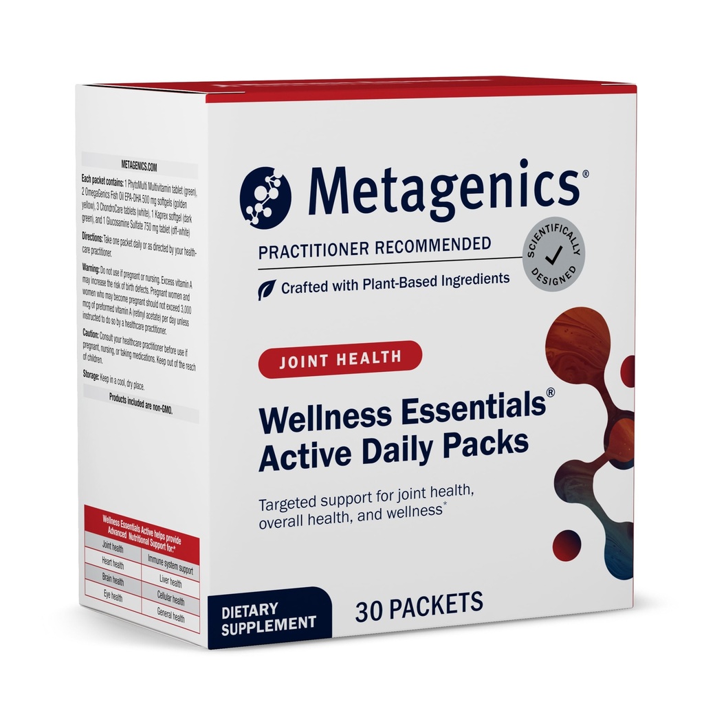 Metagenics Wellness Essentials Active Daily Packs - with Glucosamine, Chondroitin, MSM, Magnesium, Vitamin C & Omega-3* - Supports Mobility, Cartilage & Bone Health* - 30 Packets