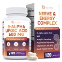 Migcopat R-Alpha Lipoic Acid 600mg, Neuropathy Supplements with ALCAR, NAC, Magnesium, Active B-Vitamins | Antioxidant for Energy & Nervous System Support, Non-GMO, Gluten Free, Vegan, 120 Capsules