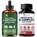 Migcopat 26-in-1 Lymphatic Drainage Drops + 16-in-1 Methylated Multivitamin with B Vitamins, CoQ10, Alpha Lipoic Acid, Methylfolate, Methylcobalamin, 120 Caps