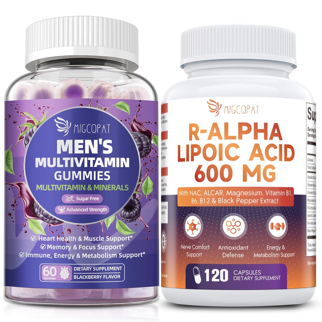 Migcopat Men's Multivitamin Gummies + R-Alpha Lipoic Acid 600mg