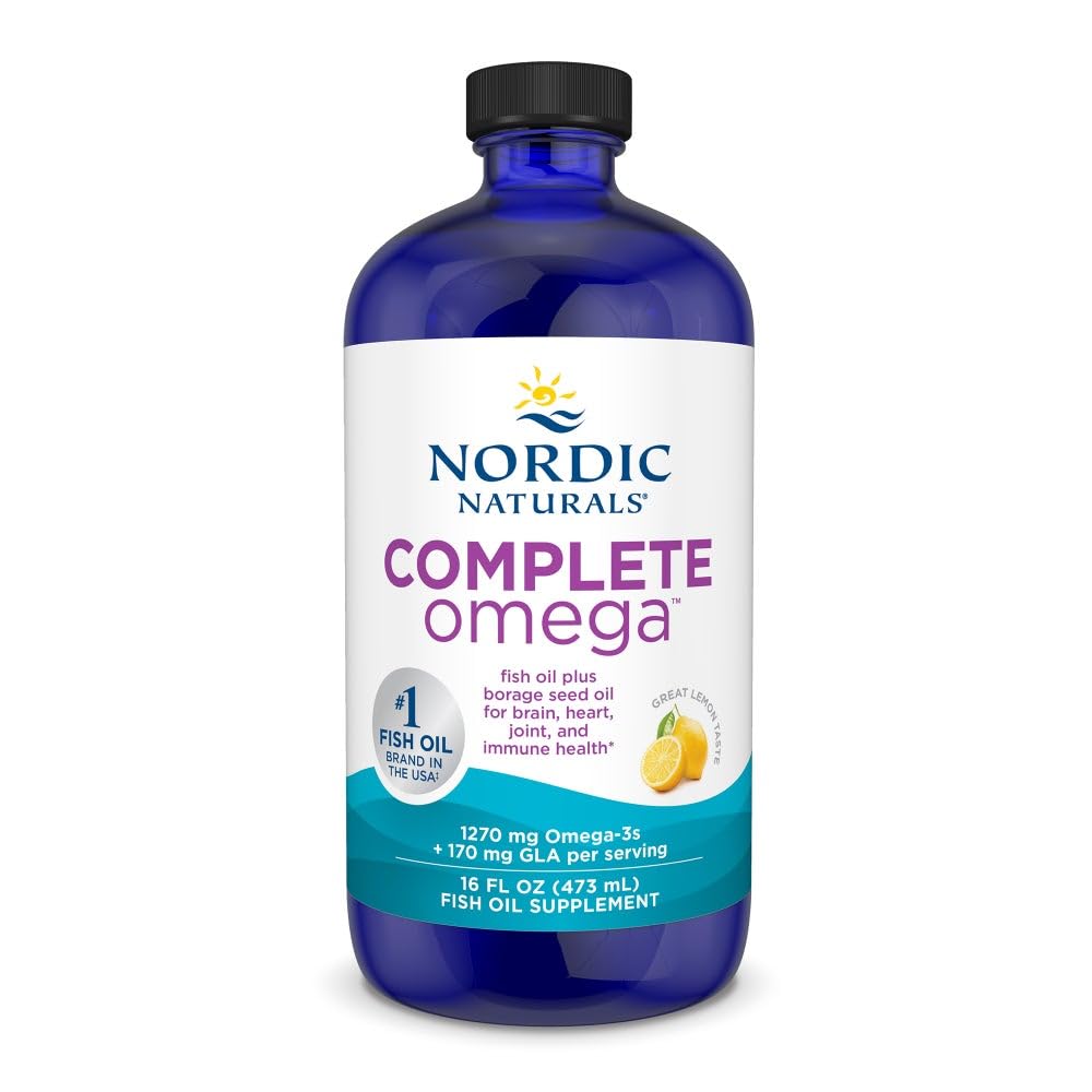 Nordic Naturals Complete Omega, Lemon Flavor - 16 oz - 1270 mg Omega-3 - EPA & DHA με Προστιθέμενη GLA - Υγιεινή επιδερμίδα, Γνωστική, Θετική διάθεση - Μη ΓΤΟ - 96 Υπηρεσίες