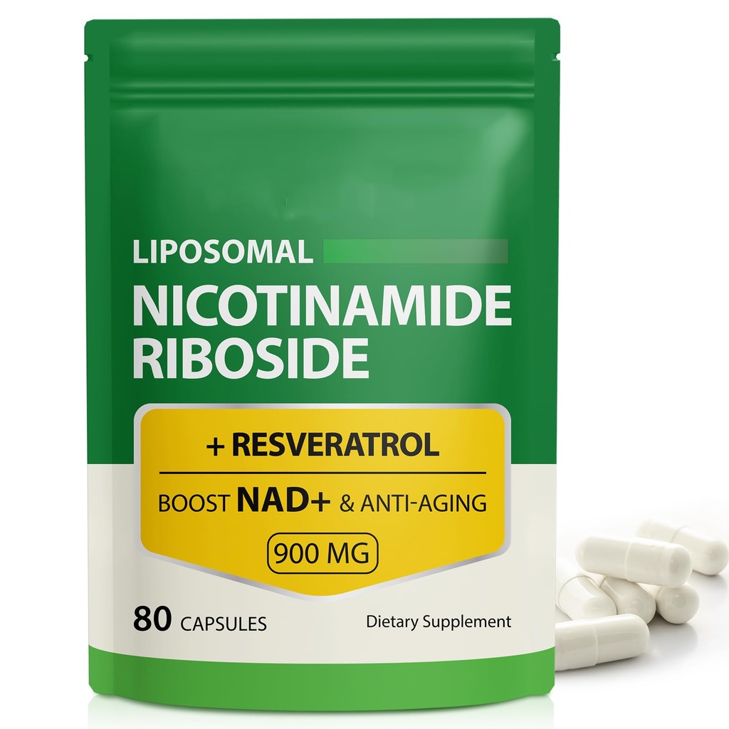 Συμπλήρωμα NAD, 900mg - Λιποσωμική Νικοτιναμίδη Ριβοσιδική NAD+ Συμπλήρωμα με Resveratrol υποστηρίζει τους μυς, τον εγκέφαλο, Cellular Energy - NMN συμπλήρωμα Εναλλακτική για άνδρες και γυναίκες, 80 κάψουλες (πακέτο του 1)