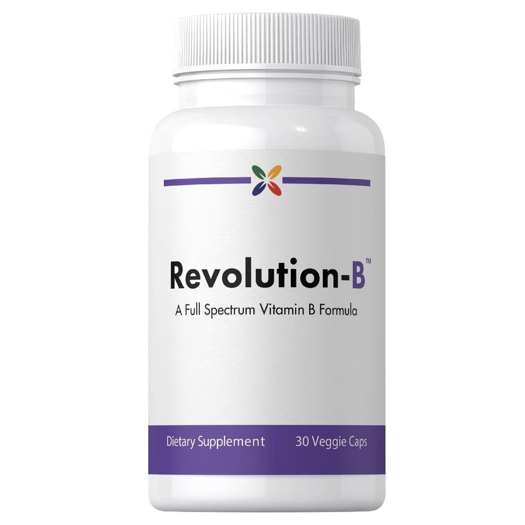 Stop Aging Now - Vitamin B Complex Supplement - with Folate - Revolution-B - 30 Veggie Capsules - 1 Month Supply