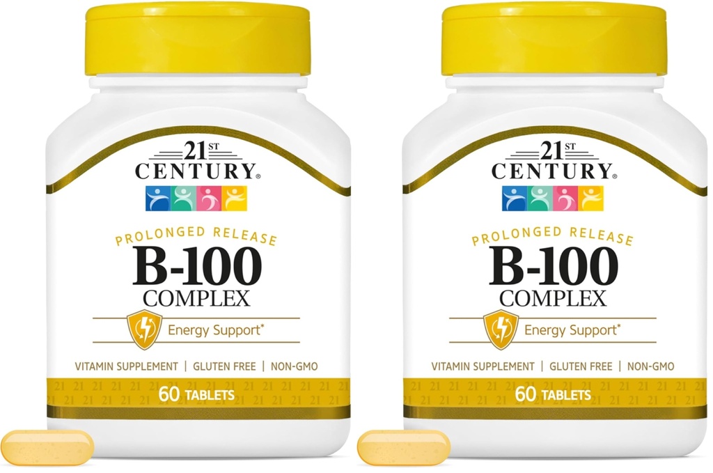 21st Century B 100 Complex Prolonged Release Caplets, 60 Count (Pack of 2)