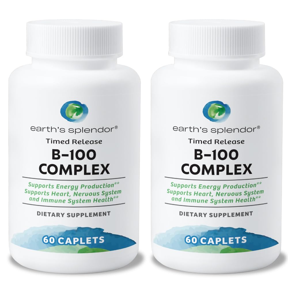 Earth's Splendor Vitamin B Complex – Supports Energy, Metabolism, and Immune Function – Complete B-Vitamin Formula for Men & Women, 60 Tablets, 2-Month Supply