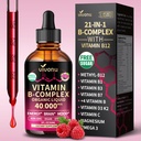 VivoNu Vitamin B Complex Liquid Drops, Vitamin B12 (6000 mcg), B6 B1, B2, B3, B5, Methylfolate with Vitamins C A D E Magnesium, Zinc, CoQ10 Raspberry Flavor, Natural Ingredient, Non GMO