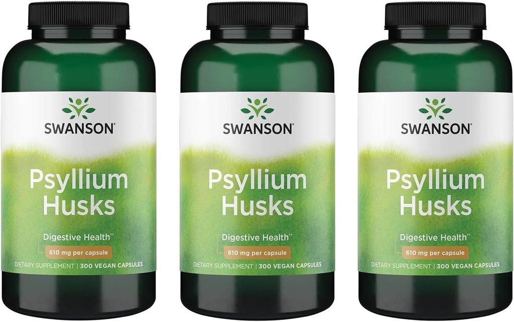 Swanson Psyllium Husk Dietary Fiber Supplement 610 mg 300 Κάψουλες - (3 Συσκευασία)