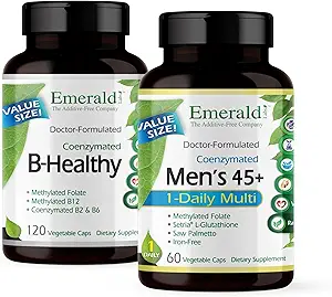 EMERALD LABS Δέσμη με B Healthy (120 Veg Caps) & Men's 45+ 1-Daily Multi (60 Veg Caps) - Vegan Vitamin B Complex with Full Spectrum B Vitamins - Ανδρική Πολυβιταμίνη με CoQ10, Lycope & More