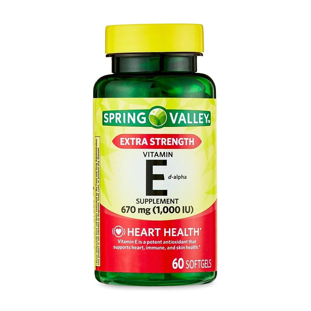 Vitamin E 670mg (1,000 IU) Extra Strength – 60 Softgels, Natural d-Alpha Vitamin E Supplement, Daily Vitamina E 1000 IU for Wellness (Pack of 1)