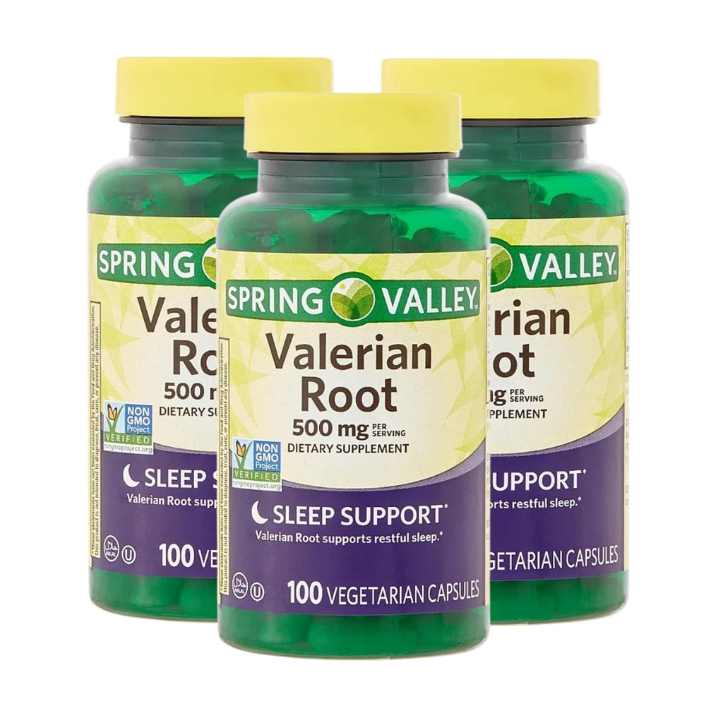 Valerian Root 500mg – 100 Capsules, Organic Valerian Root Extract and Powder, Valerian 500 mg Supplement, Vegan Capsules, Gluten-Free (Pack of 3)