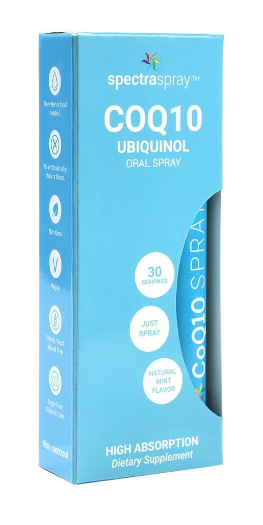 Spectraspray Vegan COQ10 Spray Supplement - Ubiquinol - Daily Vitamin Supplement for Adults, 30 Day Supply per Spray