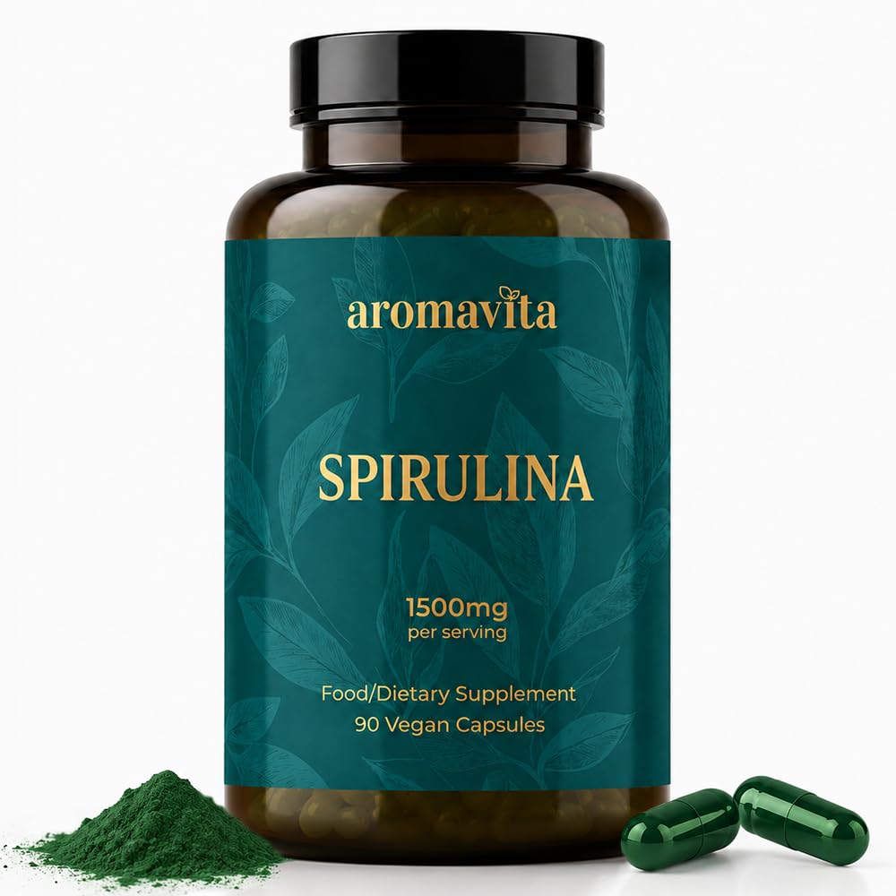 Spirulina Capsules 1500mg Per Serving – Made with Organic Spirulina – Plant-Based Daily Wellness Support with Naturally Occurring Protein, Iron & Phytonutrients – 90 Vegan Capsules