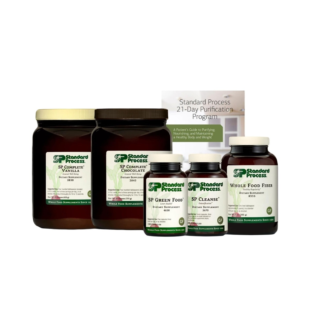 Standard Process Purification Product Kit with SP Complete Chocolate, SP Complete Vanilla & Whole Food Fiber - Detox Cleanse - Whole Food-Based, Non-Soy, Gluten-Free & Vegetarian - 21-Day Supply