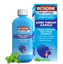 Betadine Αντισηπτικά Φάρμακα Gargle, Povidone-Iodine 0,5%, Θεραπεία και ανακούφιση των συμπτωμάτων πονόλαιμος, Προσωρινά μειώνει τα μικρόβια που βρίσκονται κανονικά στο στόμα, γεύση μέντας, 8 FL OZ