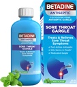 Betadine Αντισηπτικά Φάρμακα Gargle, Povidone-Iodine 0,5%, Θεραπεία και ανακούφιση των συμπτωμάτων πονόλαιμος, Προσωρινά μειώνει τα μικρόβια που βρίσκονται κανονικά στο στόμα, γεύση μέντας, 8 FL OZ