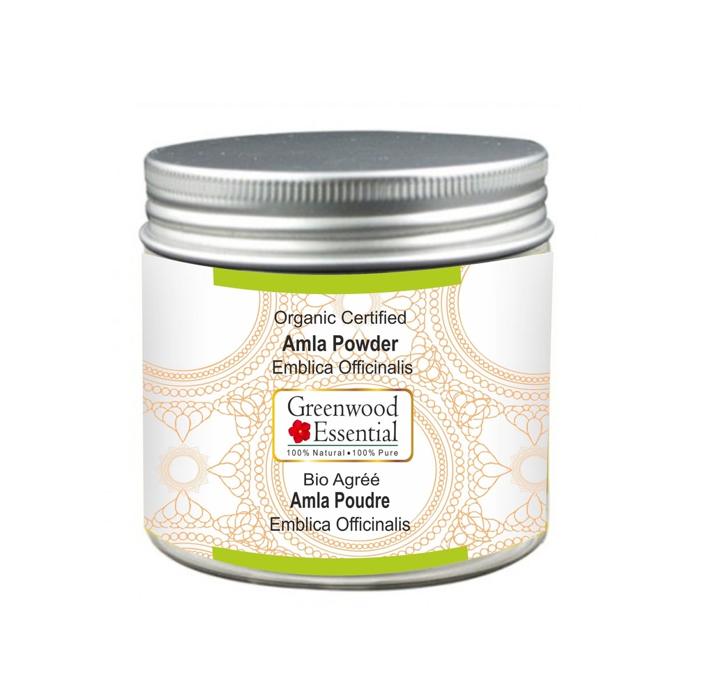 Greenwood Essential Pure Amla Powder (Indian Gooseberry) Emblica Officinalis Organic Certified 100gm (3.5 oz)