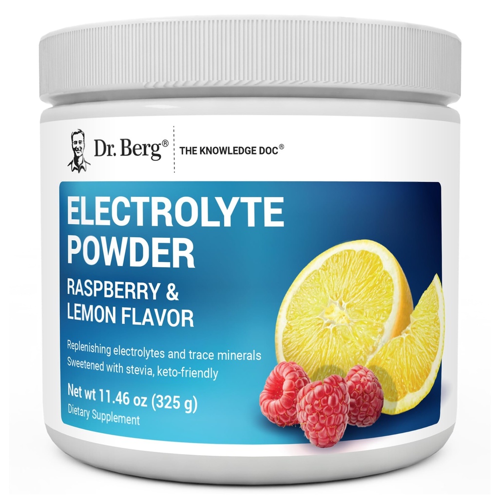 Dr. Berg Zero Sugar Hydration Keto Electrolyte Powder - Ενισχυμένο w/ 1000 mg Κάλιο & Αλάτι Real Ιμαλαΐων (NOT Table Salt) - Βατόμουρο & Λεμονί Συμπλήρωμα Ενυδάτωσης Ποτού - 50 Σερβιέτες