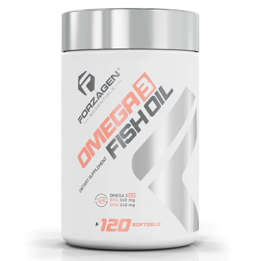 Forzagen Essentials Omega 3 Fish Oil Supplement, 120 Softgels, EPA 360mg DHA 240mg, Vitamin E, Daily Dietary Support