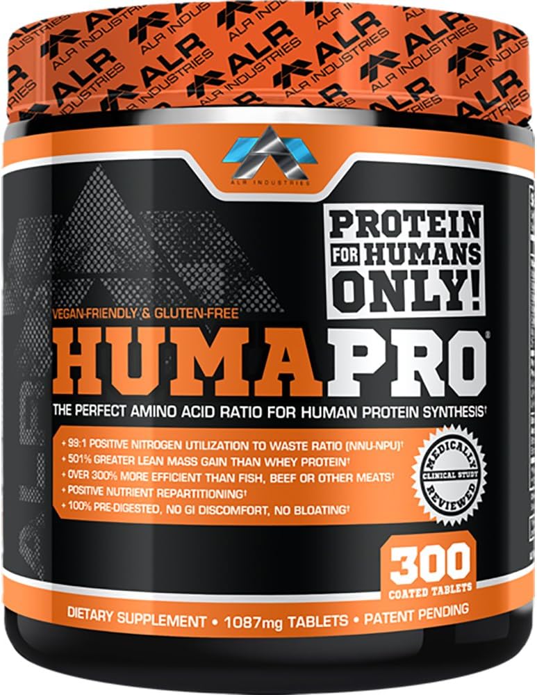 Humapro Tablets | Amino Acids Protein Matrix for Humans | 99% Utilization for Lean Muscle | Vegan, Gluten Free | 300 Tablets / 60 Servings
