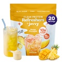 Javvy Clear Protein Refresher Drink Mix – 10g of Whey Protein and Collagen Peptides, Electrolytes Powder, Natural Flavors, 0g of Sugar, 45mg Caffeine, 20 Servings, Pineapple Mango