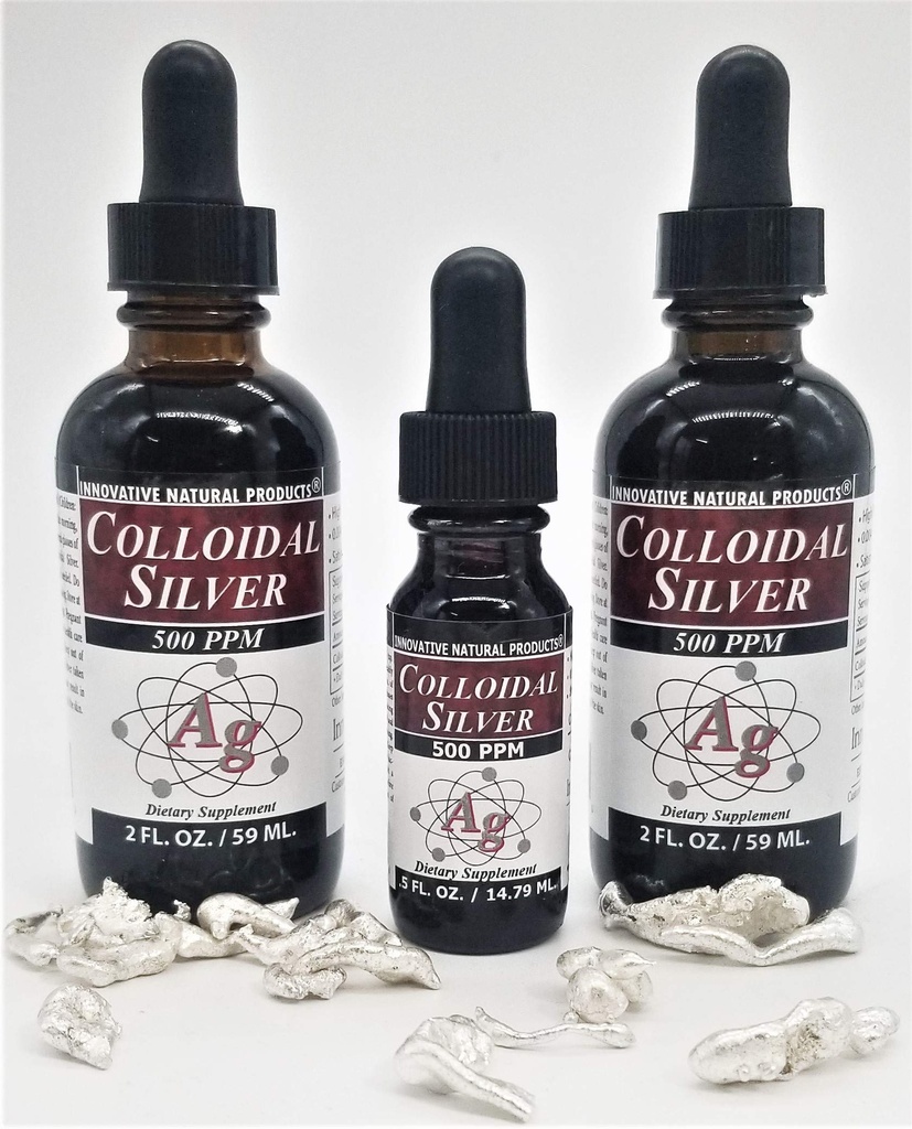 COLLOIDAL Silver 500 PPM (2 OZ) 2 Bottles Plus Free 1/2 OZ Trial Size