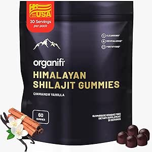 Organifi Shilajit Gummies - Ιμαλαΐων Shilajit για άνδρες και γυναίκες με PrimaVie Shilajit, 40-Plus Trace Minerals, και More - Ορμονική Ισορροπία, Ενισχύει Κυτταρική Ενέργεια, Beats Κόπωση, και More, 60 Count