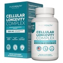 PUREHEALTH RESEARCH Cellular Longevity Complex - NAD+ Supplement Alternative for Healthy Aging, Natural Energy & Longevity for Women & Men - with Urolithin A, NMN & Resveratrol - 60 Capsules