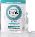 Blink Tears Lubricating Eye Drops Preservative Free, Moisturizing & Soothing for Mild to Moderate Dry Eye, with Hyaluronate, Reduces Discomfort, Long-Lasting Hydration, 0.01 Single-Use Vials, 25 Count