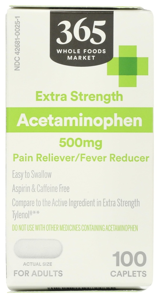 365 by Whole Foods Market, Extra Strength Acetaminophen 500mg, 100 ct
