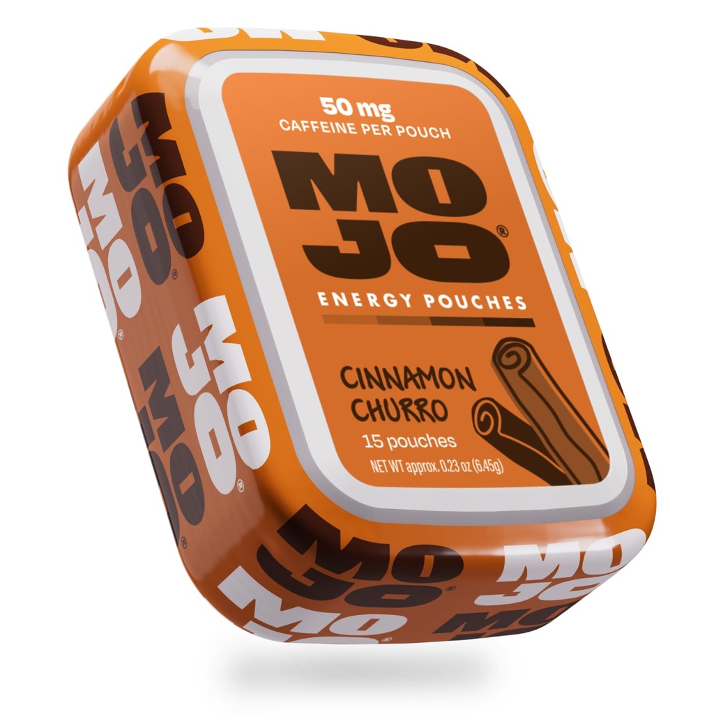 MOJO Energy 50mg Caffeine Pouches, Cinnamon Churro, 15 Pouches, 1-Pack