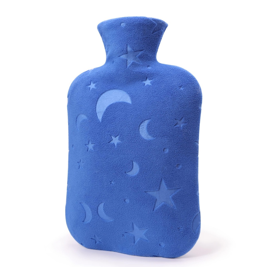 Hot Water Bottle with Soft Cover, 2L Hot Water Bag for Menstrual Cramps, Neck and Shoulder Pain Relief, Hot and Cold Therapies, Hand Feet Warmer, Blue