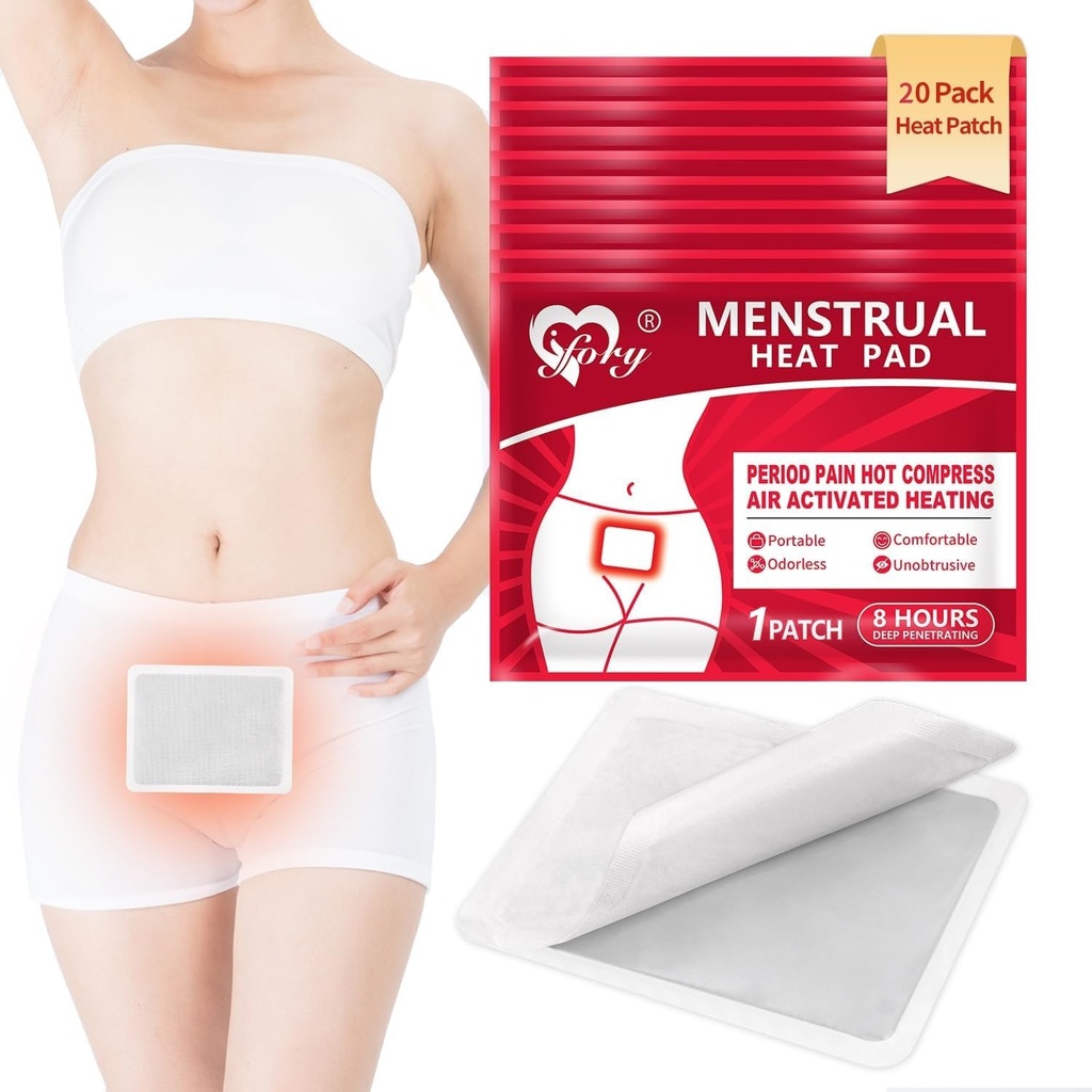 Heat Patches for Menstrual Cramp Relief, Adhesive Heating Patches for Period Cramps, Portable Instant Hot Packs, 20 Packs Travel Size Heat Pads on Cruise, Mother's Gifts