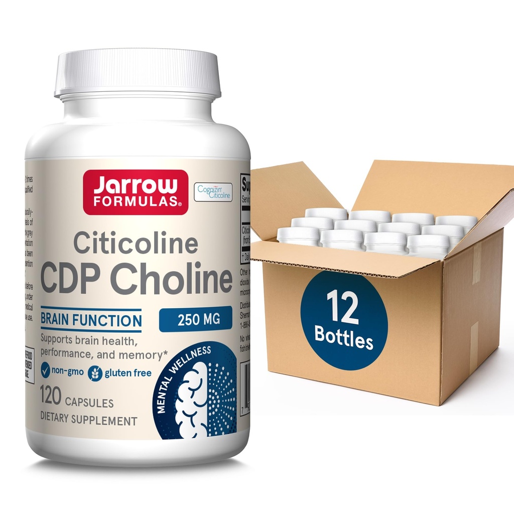 Jarrow Formulas Citicoline CDP Choline 250 MG, CDP Choline συμπλήρωμα υποστηρίζει την υγεία του εγκεφάλου, την απόδοση και τη μνήμη, 120 κάψουλες, έως και 120 ημέρα προσφοράς, πακέτο των 12