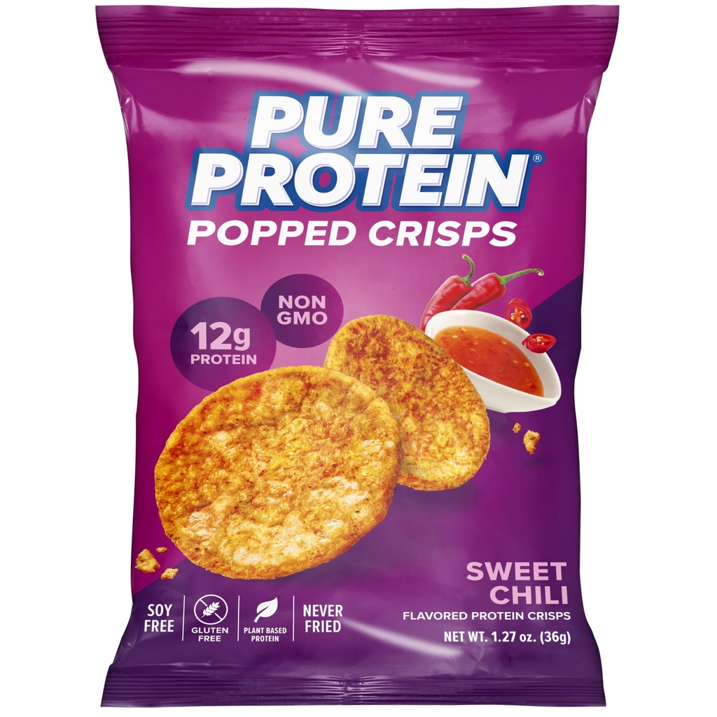 Pure Protein Popped Crisps, Sweet Chili, High Protein Snack, 12G Protein, 1.27oz., 12 Count
