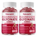 Μαγνήσιο Γλυκινικό Gummies 1000mg - Συμπλήρωμα μαγνησίου χωρίς ζάχαρη με βιταμίνη D, B6, CoQ10 για υποστήριξη ηρεμίας & ύπνου - 120 Cherry Gummies -2 Pack.