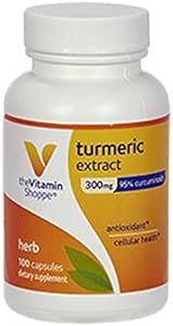 Η βιταμίνη Shoppe Turmeric Extract 300mg, Standardized Herb που υποστηρίζει την κυτταρίτιδα υγεία & παρέχει αντιοξειδωτικά οφέλη με 95% κουρκουμίνη και 65mg ασβεστίου (100 κάψουλες)