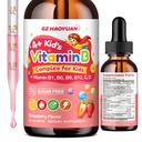 Vitamin B Complex for Kids with B1, B6, B9, B12 & Magnesium, Super Greens, Kids B Complex Supplement for Brain Support, Energy & Focus, Digestive Gut & Immune Support, Strawberry Flavor, 2 fl oz