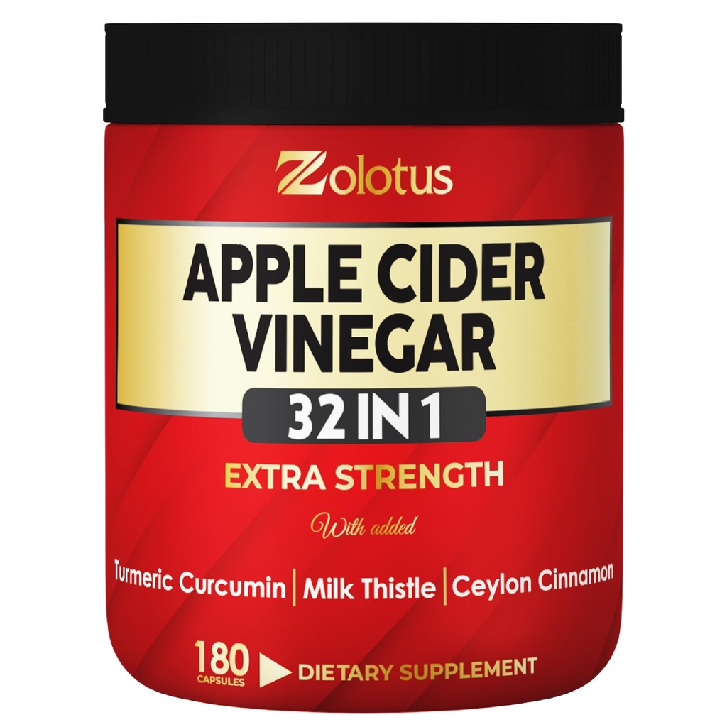 Zolotus 321 Κάψουλες μηλίτη μήλου με Turmeric, Cinnamon, Milk Thistle, Elderberry, Quercetin & More for Supports Digestion, Immune - 180 Κάψουλες