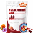 VEV Astaxanthin 12mg & Lutein 20mg Supplements with Saffron Extract, Vitamin E and Zinc, MCT Oil from Coconut, 150 Servings, 300 Softgels