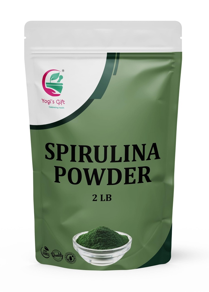 Spirulina Powder 2 LB, 100% Natural & Pure, Perfect for Smoothies, Juices & Daily Wellness, 2 LB Bulk Pack - By Yogi’s Gift®