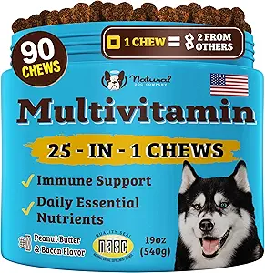 Natural Dog Company 25-σε-1 Πολυβιταμίνες Chews για σκύλους – Daily Soft Dog Βιταμίνες με Αντιοξειδωτικά, Ψευδάργυρο & Φολικό Οξύ – Υποστηρίζει αρθρώσεις, δέρμα & παλτό, ανοσοποιητική & καρδιακή υγεία – All Ages, All Breeds