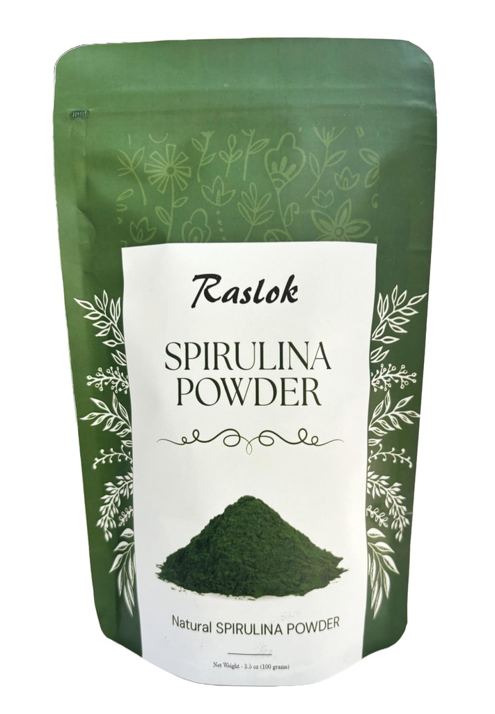 Raslok Pure Spirulina Powder | Immune Support and Antioxidants | No Filler & Non-GMO, Rich in Vegan Protein (3.52 Oz)
