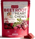 Beet Root Chews for Vascular & Heart Support: 700mg Beetroot Extract Nitric Oxide Booster for Energy & Vitality – Pomegranate Flavor, Low Sugar, Non-GMO, 60 Soft Chews