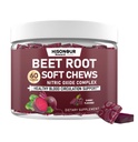 Beetroot Chews, Beet Root Soft Chews with Grape Seed, Pomegranate, Black Pepper, Vitamin C, B12, Nitric Oxide Supplement for Men & Women, Cherry Flavor, Sugar Free, 60 Chews