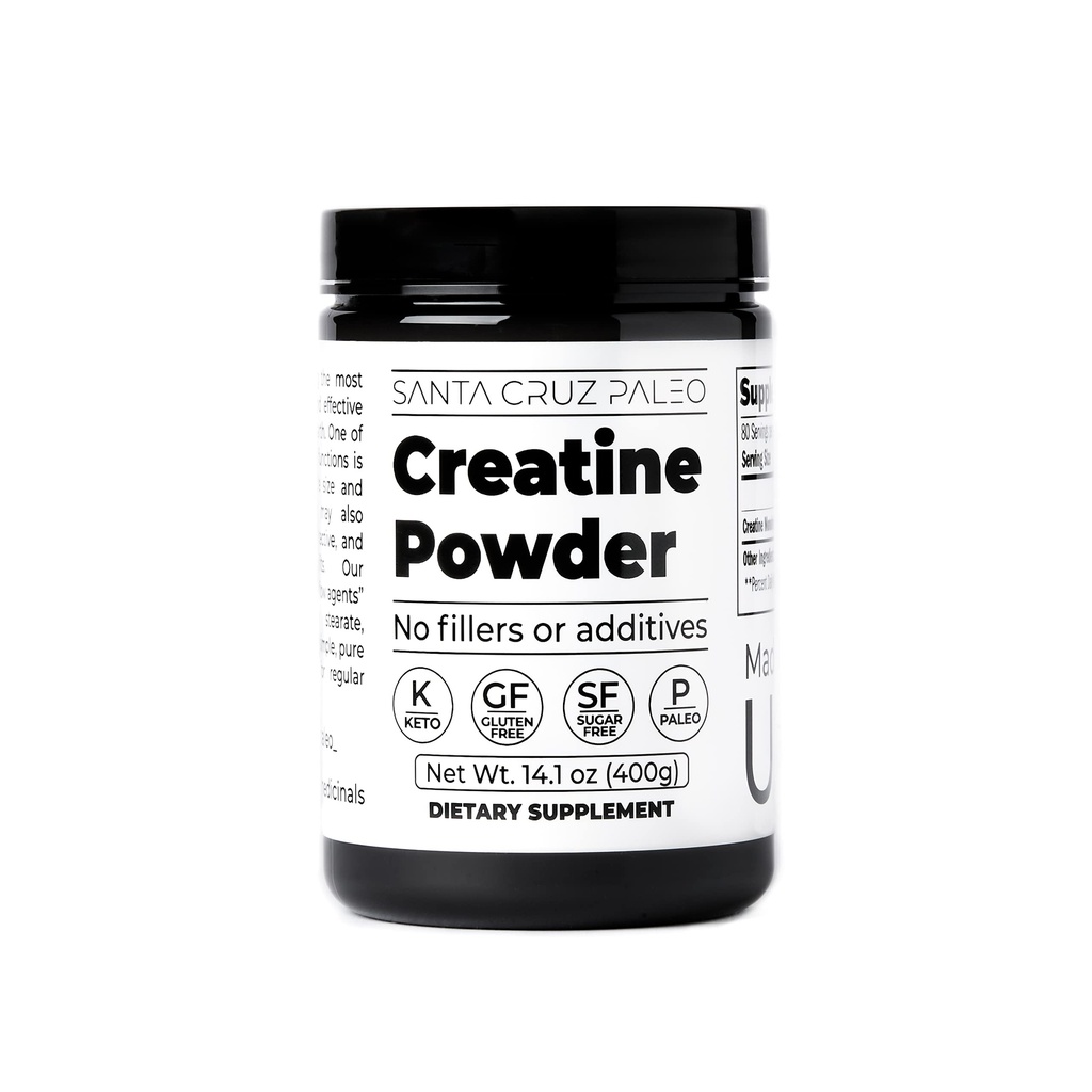 Santa Cruz Παλαιό, Creatine Monohydrate σκόνη Μικρόνουσα, μη αρωματισμένη προ προπόνηση και συμπλήρωμα υποστήριξης μυών, χωρίς γλουτένη Keto, ανάμειξη με νερό ή ανακινήσεις, χωρίς πληρωτικά ή πρόσθετα, 80 μερίδες, 400g