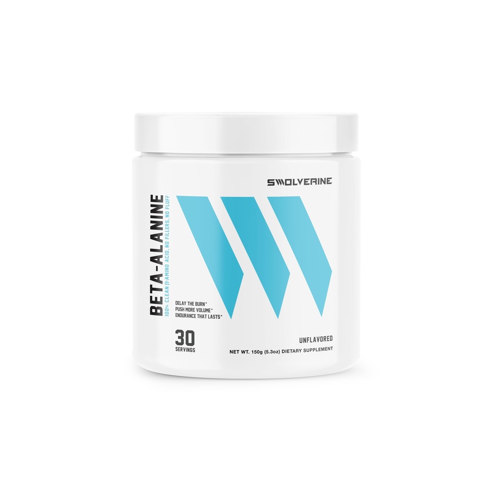 Swolverine Beta-Alanine | CarnoSyn, Instant-Release Amino-Acid, Delays Muscle Fatigue, Increases Muscular Endurance, Unflavored, 5g Per Serving, 300g (30 Servings)