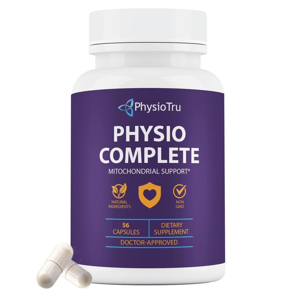 PhysioTru Physio Complete CoQ10 Supplement - Superior Nutrient Absorption, Antioxidant & Energy Support - Coenzyme Q10 Ubiquinone with Fulvic Acid, Magnesium Taurate & Reishi Extract - 1 Pack
