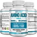 Simply Potent Amino Acid Complex 1800mg 200 Capsules, Blend of 4 Essential and Non Essential Amino Acids, Includes L-Arginine 550mg, L-Ornithine 500mg, L-Glysine 400mg & L-Lysine 350mg for Muscle